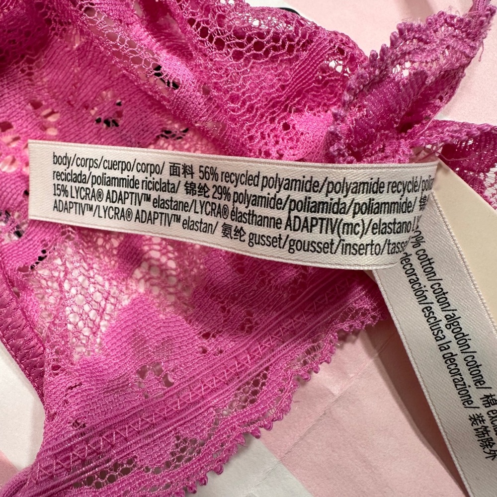 NWT Victoria's Secret Dream Angels Pink Lace V-String Thong Underwear Panty XL - Picture 8 of 8